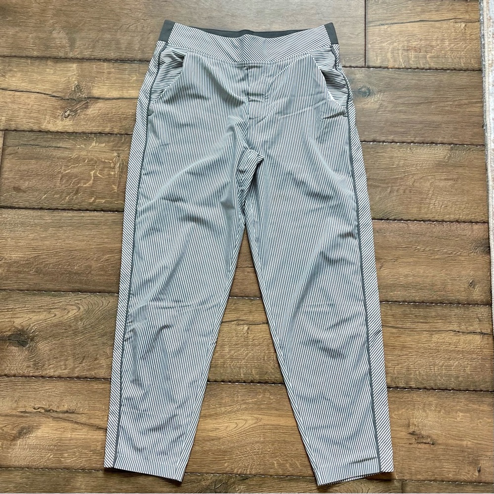 Athleta•Gray and White Striped Ankle Pants